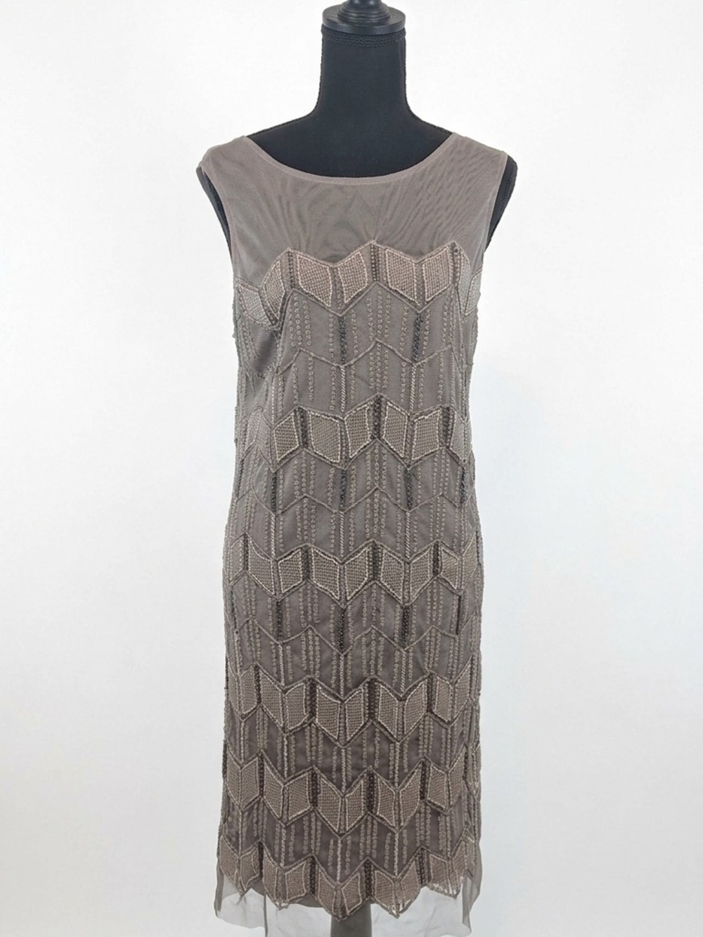 NWT Sundance Deco Glamour Beaded Mesh 1920s Flapper Sheath Dress Size 10